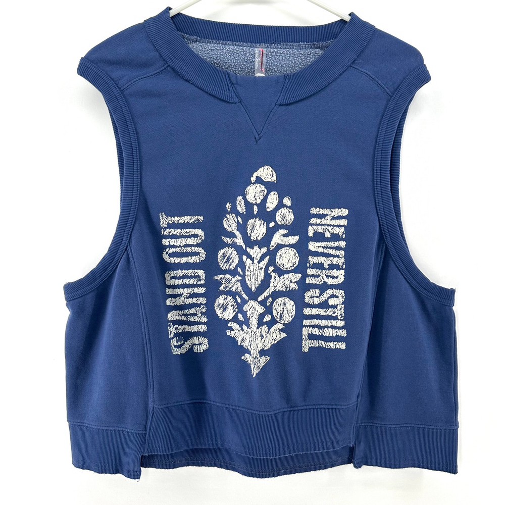 FREE PEOPLE MOVEMENT Athletic Blue CROP SWEATSHIRT Intercept TANK TOP WOMENS L - Picture 3 of 12